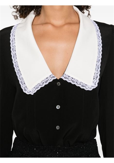 Black lace-trimmed collared blouse Alessandra Rich - women ALESSANDRA RICH | FABX4094F30570900